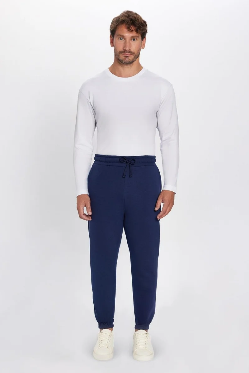 تودورس Unisex Relax Fit Comfortable Cut Raised 3 Pocket Elastic Jogger Leg Navy Blue Sweatpants