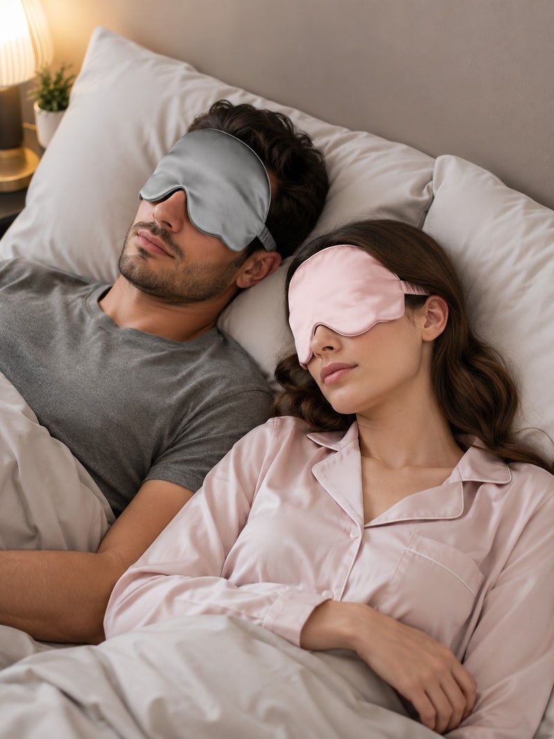 100% Mulberry Silk Cloud Sleep Mask Double-Sided Ear Loop Eye Mask, Solid Color, Multi Color - Image 5