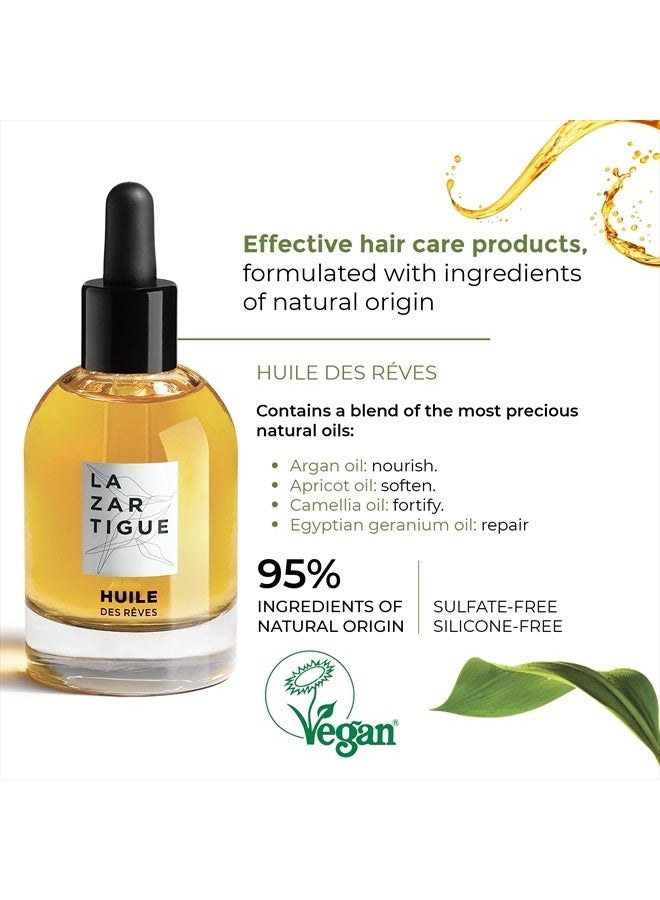 Lazartigue Huile Des Reves Nourishing Dry Hair Oil - Intensive Hydrating Treatment For Damaged Hair - Restorative Formula Infused With Healing Oils - Vegan, Silicone Free, Mineral Oil Free - 1.7 Oz - Image 4
