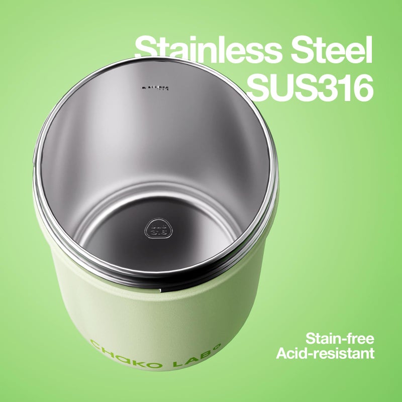 CHAKO LAB Kids Water Bottle with Carrying Rope and Straps | Vacuum Insulated Stainless Steel 16oz for School and Trvels | Two Travel Carrying Options | Matcha Green - Image 3