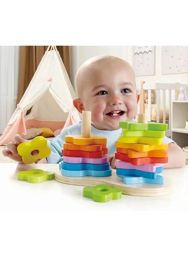 Hape Double Rainbow Stacker Playset| Wooden Stacking And Sorting Block Building Toy For Kids, Early Education Toy For Kids, 19 Pcs Stacker Playset, Multicolor, Ages 1 Year+