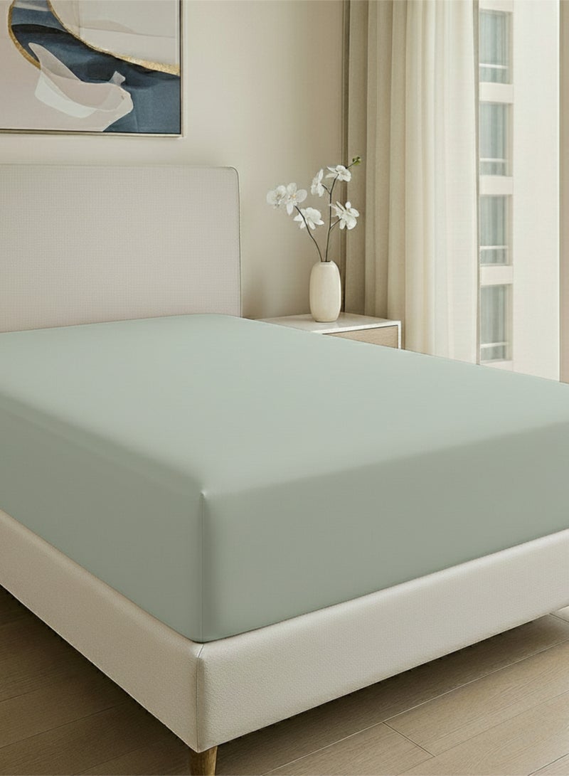 كلاود سكيب لينين Cloud Scape Linen 600 Thread Count Egyptian Cotton Fitted Sheet ( King, Mineral) - Image 1