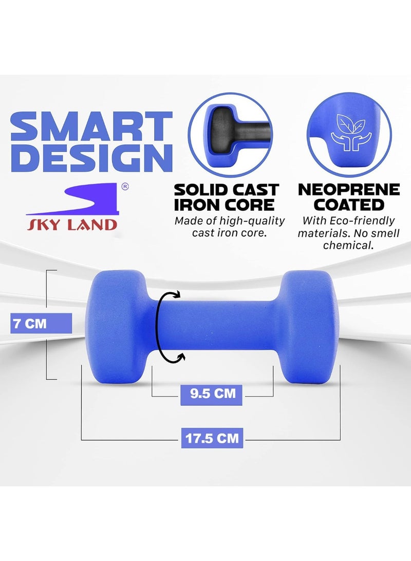 سكاي لاند مجموعة رفوف دمبل SKY LAND مع دمبلين سداسيين من النيوبرين بوزن 1 كجم (وردي)، ودمبلين بوزن 2 كجم (أزرق)، ودمبلين بوزن 3 كجم (أرجواني) - معدات رياضية منزلية بوزن 12 كجم، وأوزان يدوية مضادة للتدحرج لتدريب القوة واللياقة البدنية - EM-9373-12 - Image 4