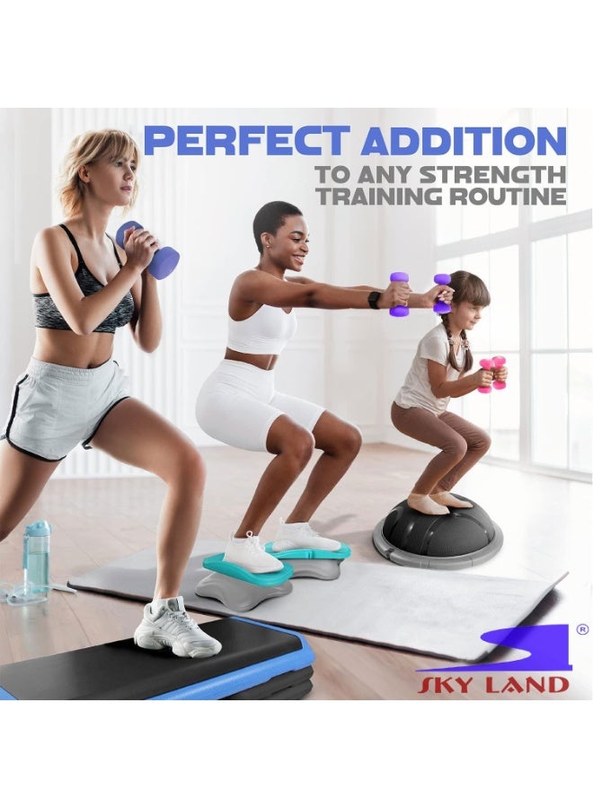 سكاي لاند مجموعة رفوف دمبل SKY LAND مع دمبلين سداسيين من النيوبرين بوزن 1 كجم (وردي)، ودمبلين بوزن 2 كجم (أزرق)، ودمبلين بوزن 3 كجم (أرجواني) - معدات رياضية منزلية بوزن 12 كجم، وأوزان يدوية مضادة للتدحرج لتدريب القوة واللياقة البدنية - EM-9373-12 - Image 3