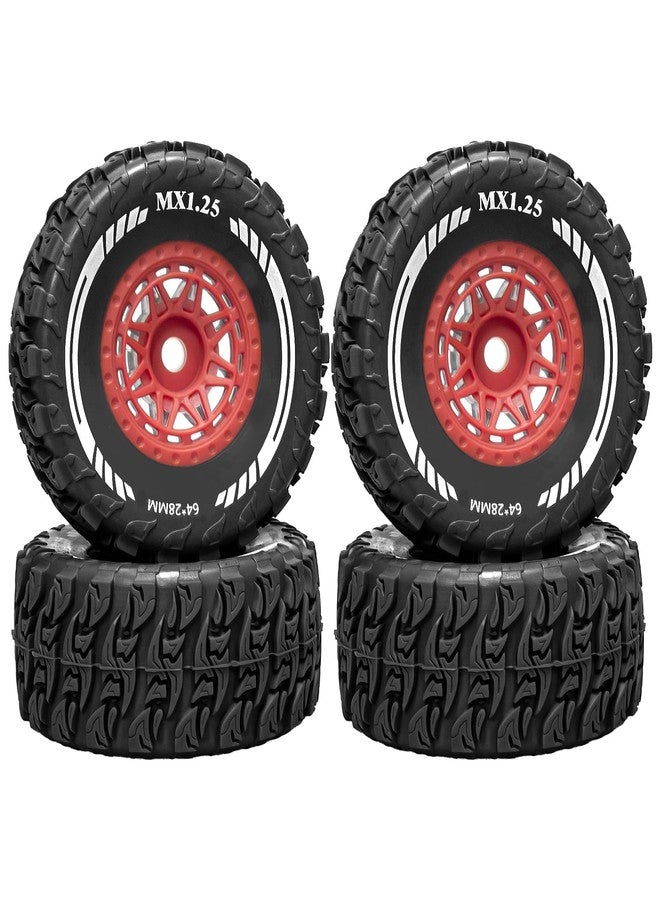 LRFHL 12mm Hex RC Wheels and Tires Pre-Glued Wheel Tire Set Compatible with MJX Hyper Go 14301 14302 14303, Arrma Mojave Grom, Traxxas Tamiya Kyosho HPI 1/14 1/16 1/18 RC On/Off-Road Racing Car (4PCS) - Image 1