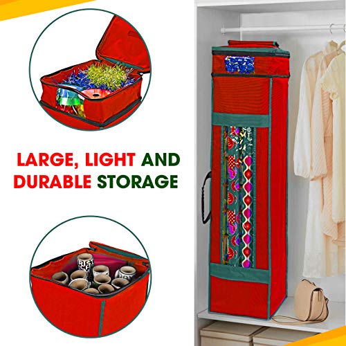 ProPik Wrapping Paper Storage Bag with Pocket and Handles Including Hanging Loop Heavy Duty Material with Clear Window 47 x 10 x 10 Inch Fits 40 Inch Long Rolls (Red, 1 Count) - Image 5