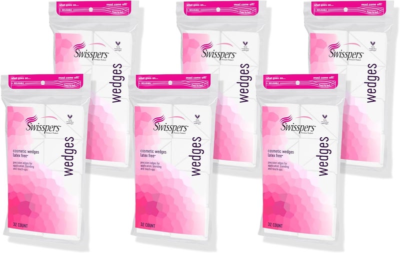 Swisspers Premium Latex-Free Cosmetic Wedges - 192 Count (6 Packs of 32) - Image 1