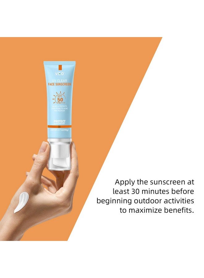 VGO VGO Clear Face Sunscreen SPF 50, Hydrating Sun Essence Face Sunscreen Leaves No Sticky Feeling Travel Size Sunscreen Against UVA and UVB Rays 50ml / 1.7oz  - Image 4