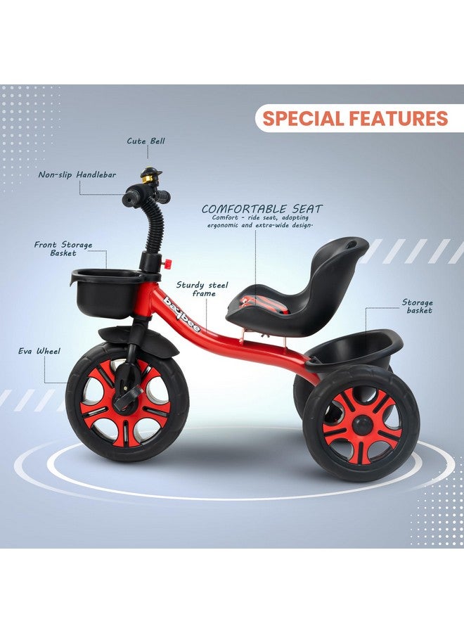 BAYBEE Baybee Baby Tricycle for Kids, Smart Plug & Play Kids Cycle with Eva Wheels, Bell, Storage Baskets & High Backrest | Kids Tricycle Trike | Baby Cycle for Kids 2 to 5 Years Boy Girl (TRIXG Red) - Image 3