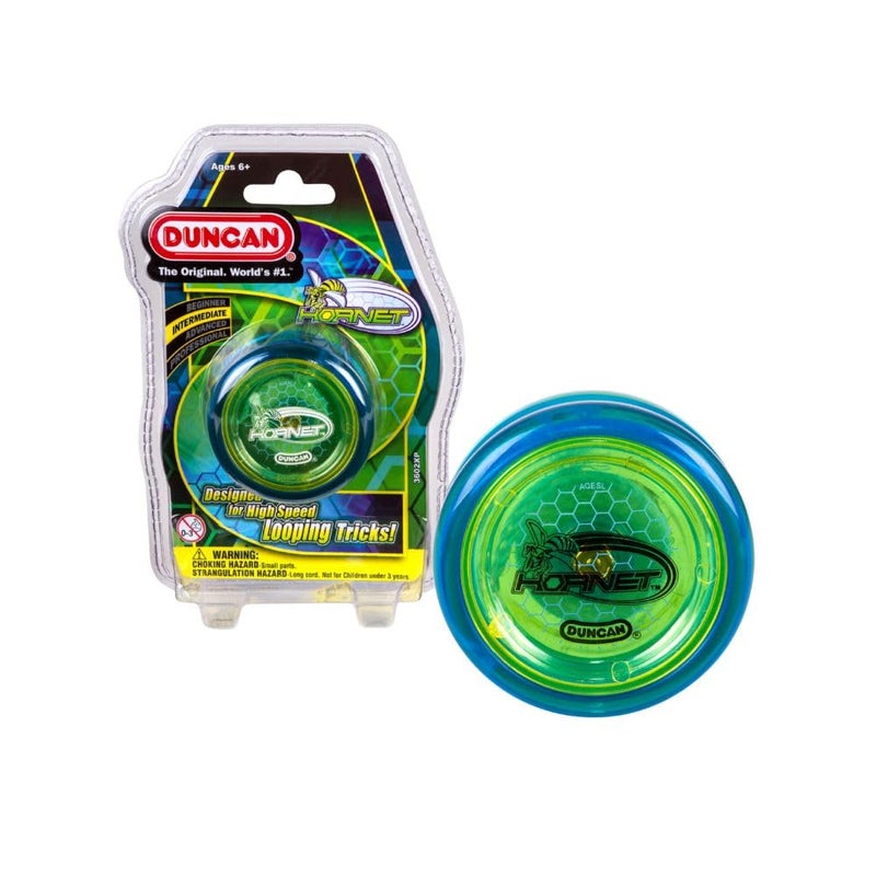 Duncan Toys Hornet Pro Looping YoYo with String Ball Bearing Axle and Plastic Body Blue with Yellow Cap - Image 2