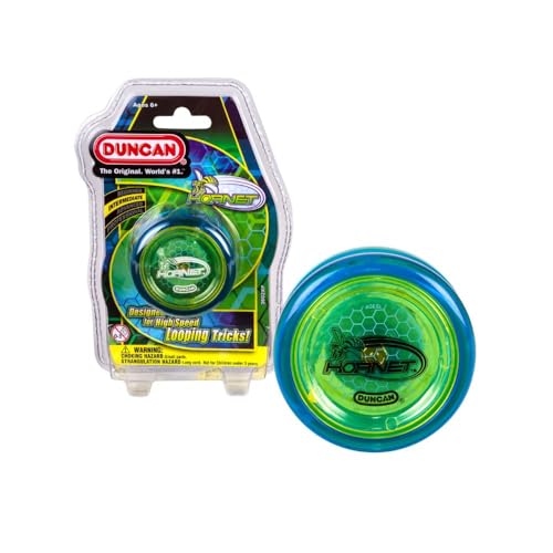 Duncan Toys Hornet Pro Looping YoYo with String Ball Bearing Axle and Plastic Body Blue with Yellow Cap - Image 1
