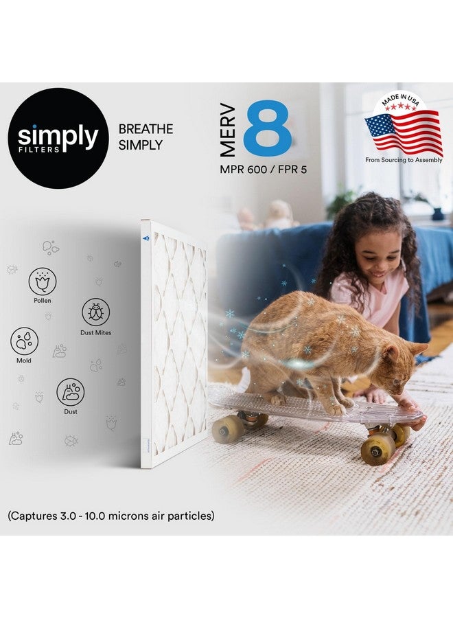 SIMPLY Simply 10x20x1 Air Filter, MERV 8, MPR 600, 6 Pack, For Home AC Furnace & HVAC (Actual Size: 9.75"x19.75"x0.75") DUST, Pet, & Allergy Control  - Image 2