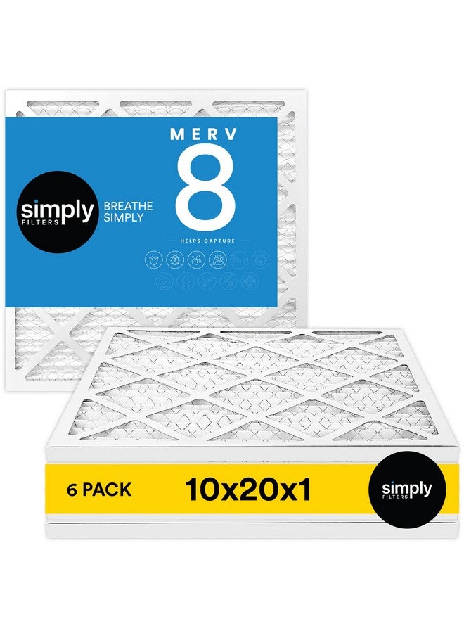 SIMPLY Simply 10x20x1 Air Filter, MERV 8, MPR 600, 6 Pack, For Home AC Furnace & HVAC (Actual Size: 9.75"x19.75"x0.75") DUST, Pet, & Allergy Control  - Image 1