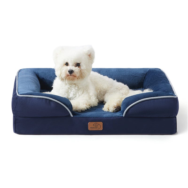 Bedsure Orthopedic Dog Bed Medium Size Dogs Washable Medium Dog Cat Bed Waterproof Comfort Pet Couch Sofa with Washable Removable Cover Pets Bed with Nonskid Bottom Blue Navy 28