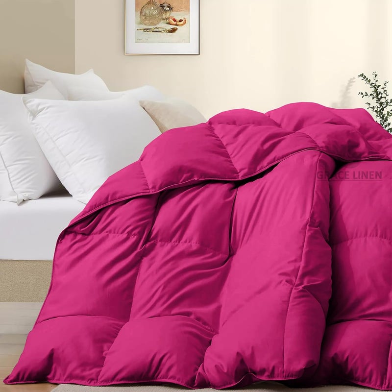 Grace Linen 400 GSM Heavy Winter Comforter for Single Size 60X90 Restful Sleep Soft Microfiber Single Size ComforterQuiltDuvetBlanket Single Size Hot Pink Color - Image 2