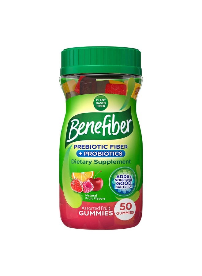 Benefiber - Prebiotic Fiber Supplement Gummies For Digestive Health With Probiotics Fiber Gummies For Adults Assorted Fruit Flavor 50 Count - Image 1