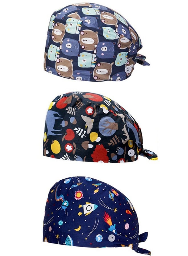 GUSGU 3 Pieces Working Cap with Button and Sweatband Adjustable Tie Back Head Cover Hats Bouffant Hats for Women Men  - Image 1