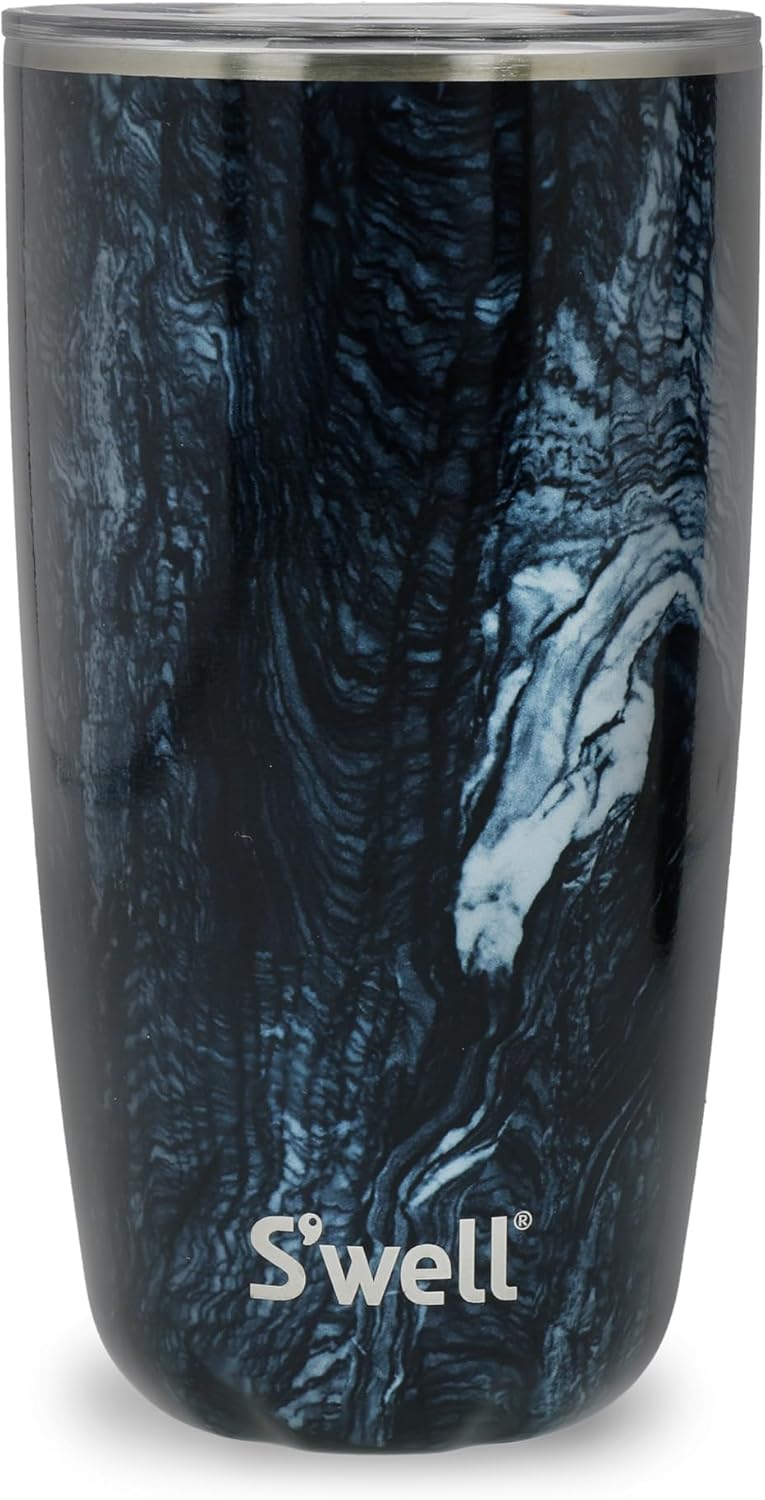 S'well Stainless Steel Tumbler with Slide-Open Lid, 18oz, Azurite Marble, Triple Layered Vacuum Insulated Containers Keeps Drinks Cold for 12 Hours and Hot for 4, BPA Free - Image 1