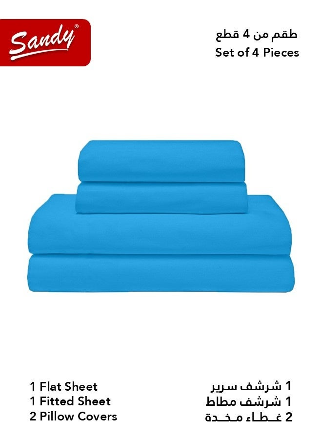 ساندي طقم شراشف سرير ساندي فاخر بجودة الفنادق شرشف مسطح وشرشف مطاط مع أغطية مخدات، طقم من أربعة قطع، شديد النعومة وجيد التهوية وبارد, مقاس نفرين كينج (259 × 274 سم & 200 × 200 +30 سم), تركواز - Image 2