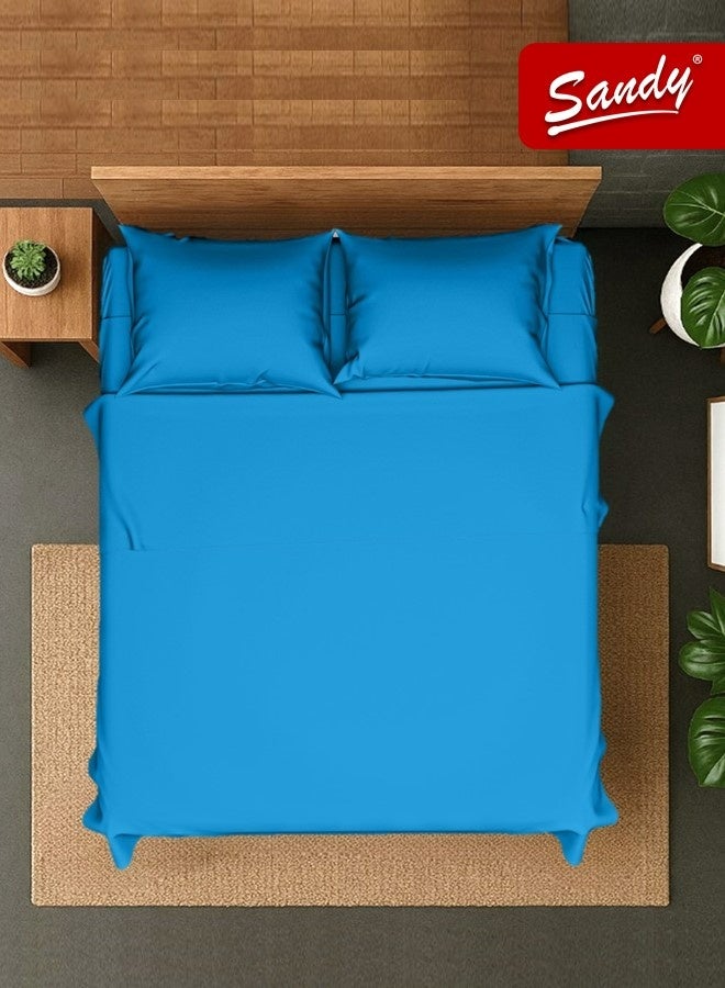 ساندي طقم شراشف سرير ساندي فاخر بجودة الفنادق شرشف مسطح وشرشف مطاط مع أغطية مخدات، طقم من أربعة قطع، شديد النعومة وجيد التهوية وبارد, مقاس نفرين كينج (259 × 274 سم & 200 × 200 +30 سم), تركواز - Image 1