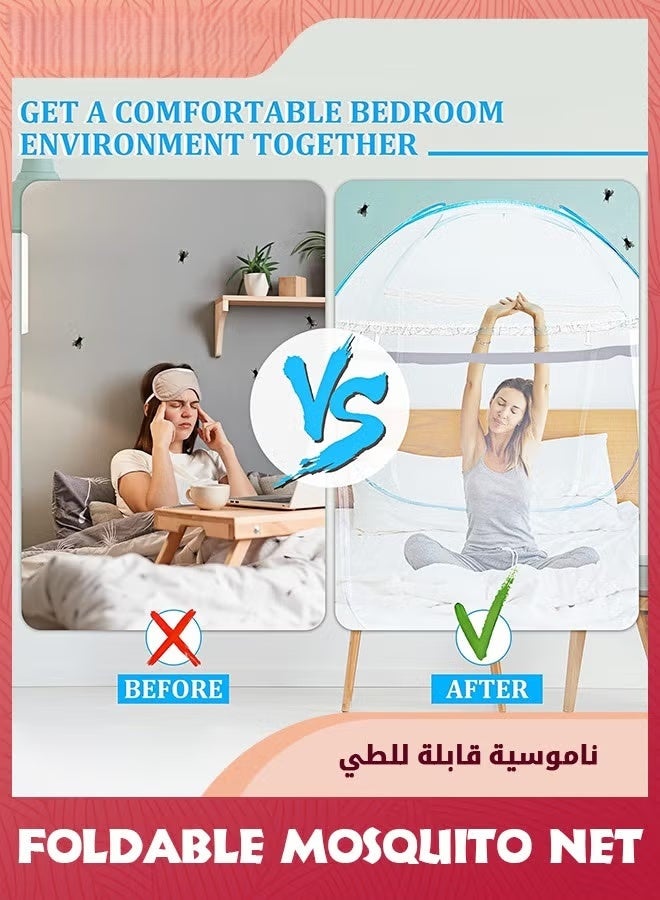 EETU Folding Mosquito Net,Portable Travel Double Door Zipper Bed Net,Fine Mesh,For Bedroom Outdoor Camping - Image 4