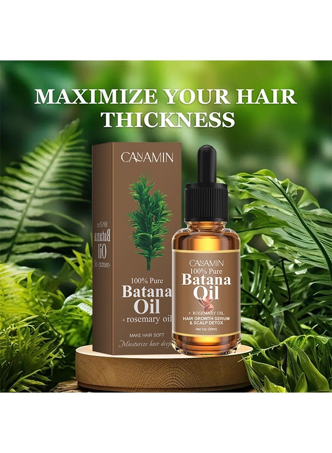 CANAMIN Batana Oil, with Rosemary for Hair Growth, 100% Organic Batana Oil from Honduras, Enhances Hair & Skin Radiance Nourishment, Reduce Hair Loss & Detox Your Scalp 30ml - Image 3