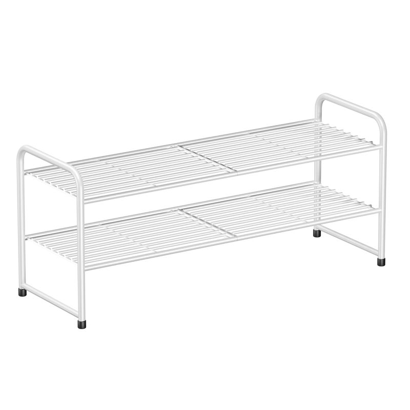 SUFAUY 2 Tier Shoe Rack Closet Metal Shoe Rack Organizer Heavy Duty Stackable White