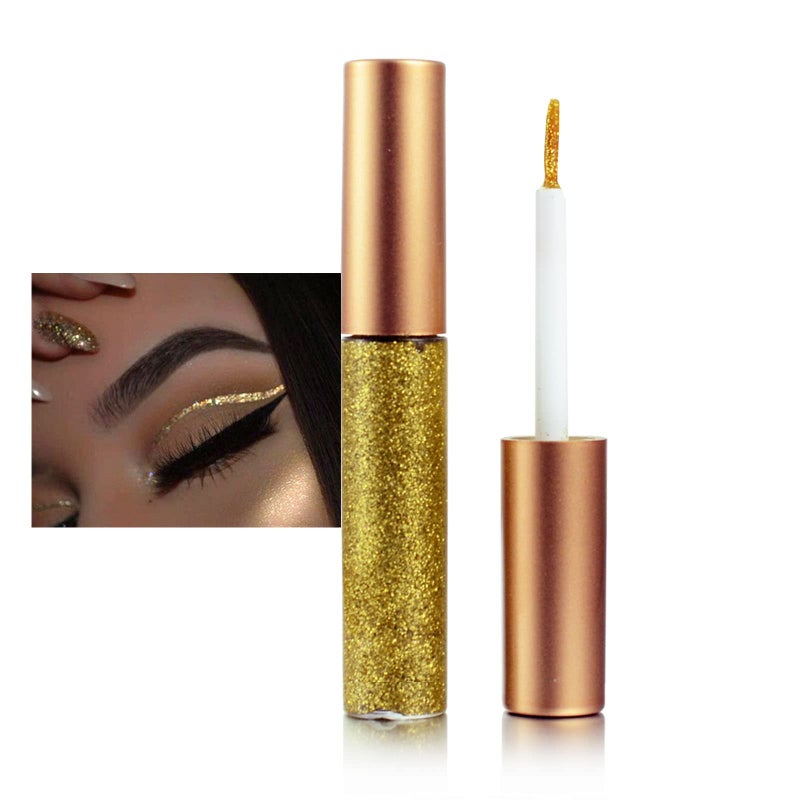 Rosarden Glitter Eyeliner Liquid, Gold Shimmer Eyeliner, Long-lasting Waterproof Quick-Drying Metallic Shimmer Glitter Liner, Ultra-Fine Tip Sparkle Eye liner for Multi Dimensional Eye Makeup - Image 1