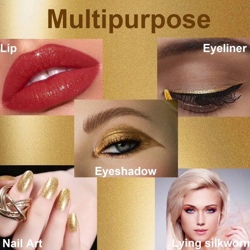 Rosarden Glitter Eyeliner Liquid, Gold Shimmer Eyeliner, Long-lasting Waterproof Quick-Drying Metallic Shimmer Glitter Liner, Ultra-Fine Tip Sparkle Eye liner for Multi Dimensional Eye Makeup - Image 4
