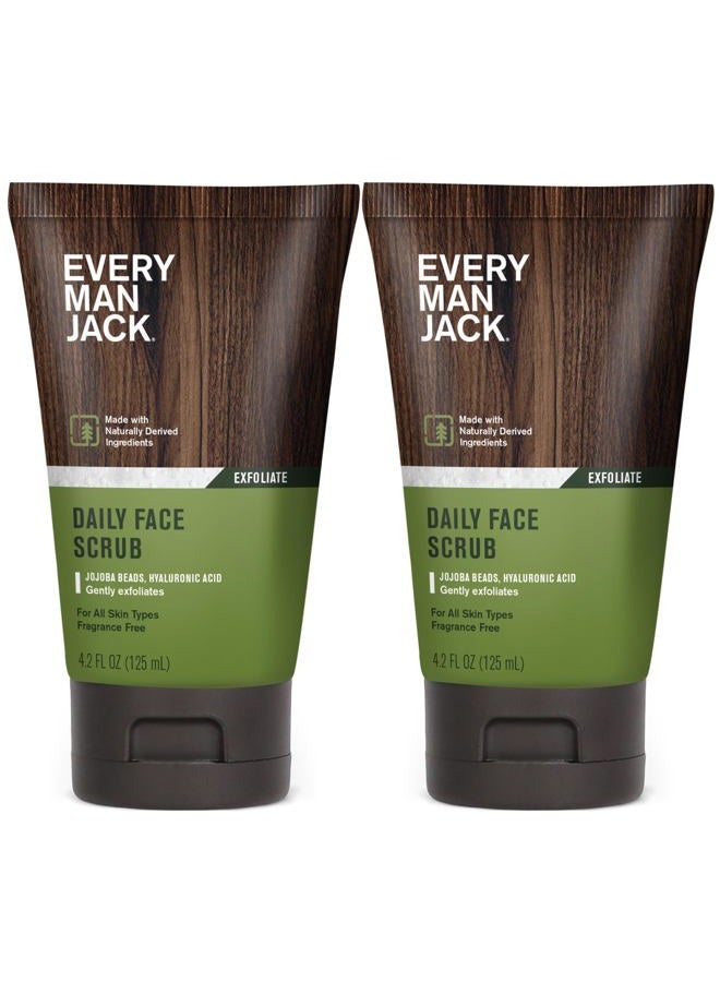 Every Man Jack Gentle Exfoliating Face Scrub For Men- Exfoliate Away Dead Skin, Moisturize, and Revive Tired Skin with Jojoba Beads, Hyaluronic Acid, and Caffeine - 4.2 oz Men's Face Scrub -Twin Pack - Image 1