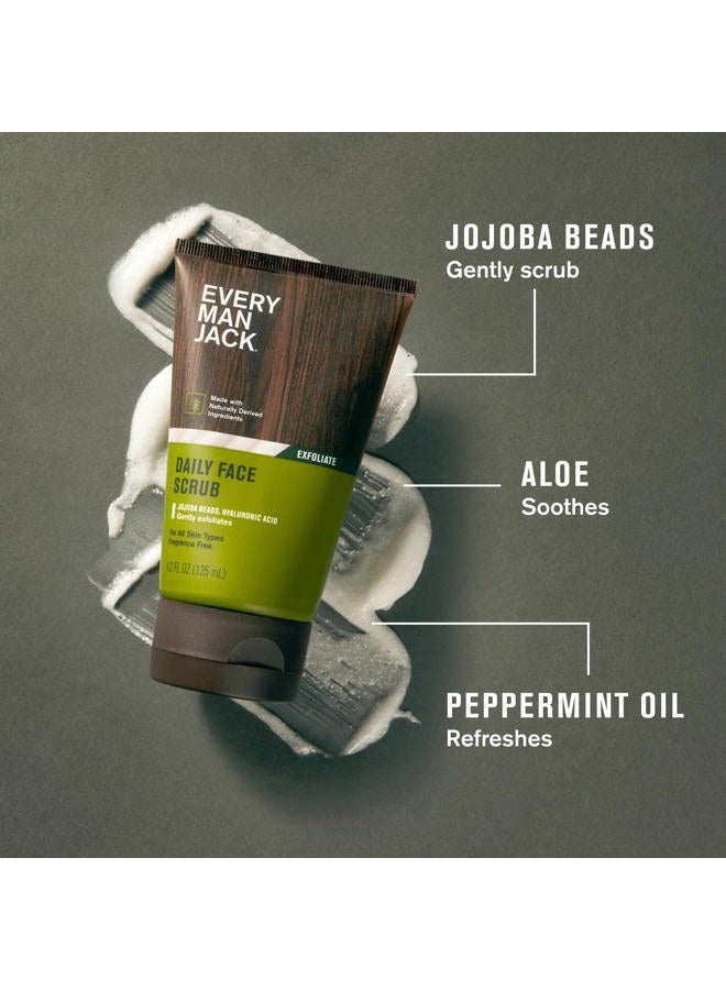 Every Man Jack Gentle Exfoliating Face Scrub For Men- Exfoliate Away Dead Skin, Moisturize, and Revive Tired Skin with Jojoba Beads, Hyaluronic Acid, and Caffeine - 4.2 oz Men's Face Scrub -Twin Pack - Image 2