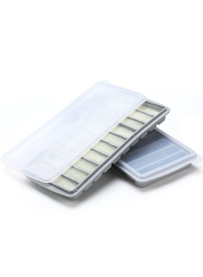 Eaasty 2 Pieces Breastmilk Storage Container Baby Food Milk Silicone Freezer Trays With Lid Breastmilk Freezer Tray Organizer Ice Trays Silicone Breastmilk Storage Bag Tray 101 Oz Bars (Gray) - Image 1