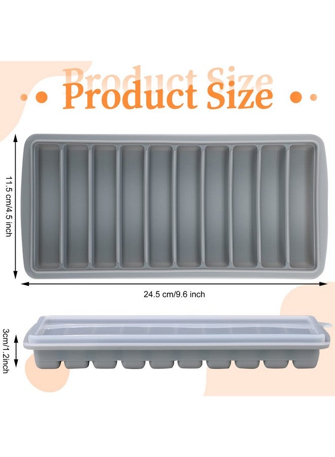 Eaasty 2 Pieces Breastmilk Storage Container Baby Food Milk Silicone Freezer Trays With Lid Breastmilk Freezer Tray Organizer Ice Trays Silicone Breastmilk Storage Bag Tray 101 Oz Bars (Gray) - Image 2