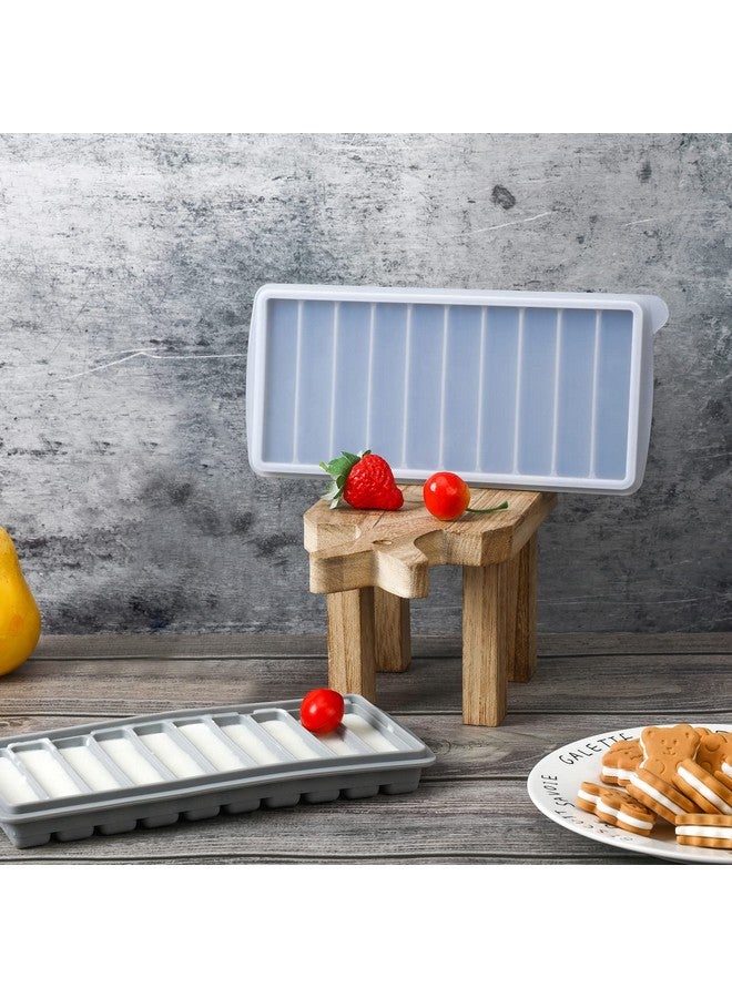 Eaasty 2 Pieces Breastmilk Storage Container Baby Food Milk Silicone Freezer Trays With Lid Breastmilk Freezer Tray Organizer Ice Trays Silicone Breastmilk Storage Bag Tray 101 Oz Bars (Gray) - Image 3