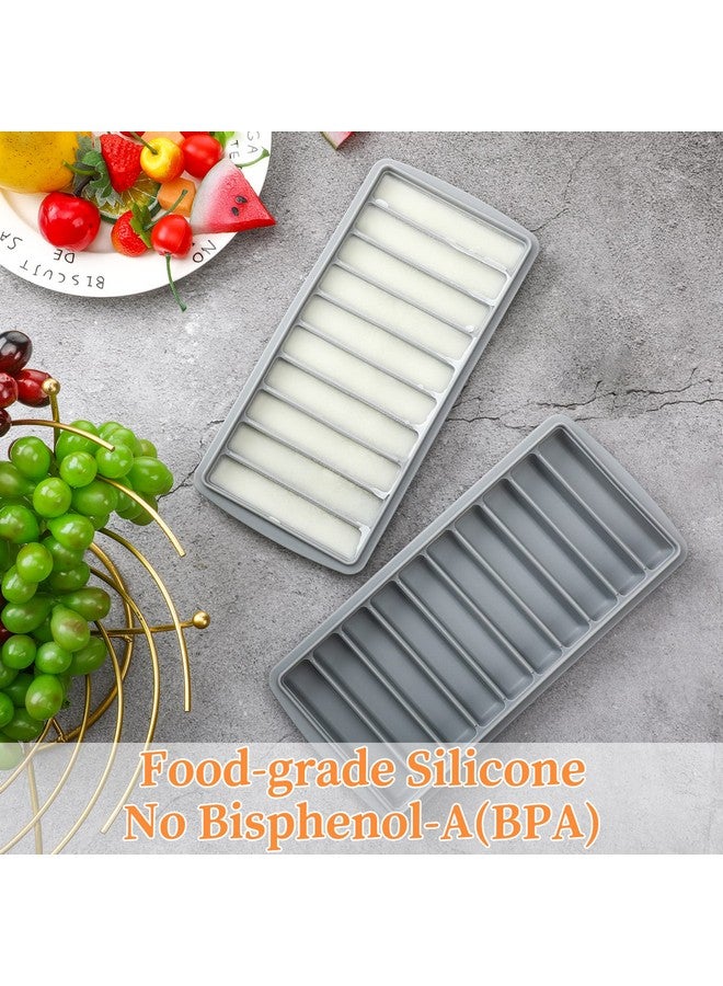 Eaasty 2 Pieces Breastmilk Storage Container Baby Food Milk Silicone Freezer Trays With Lid Breastmilk Freezer Tray Organizer Ice Trays Silicone Breastmilk Storage Bag Tray 101 Oz Bars (Gray) - Image 4