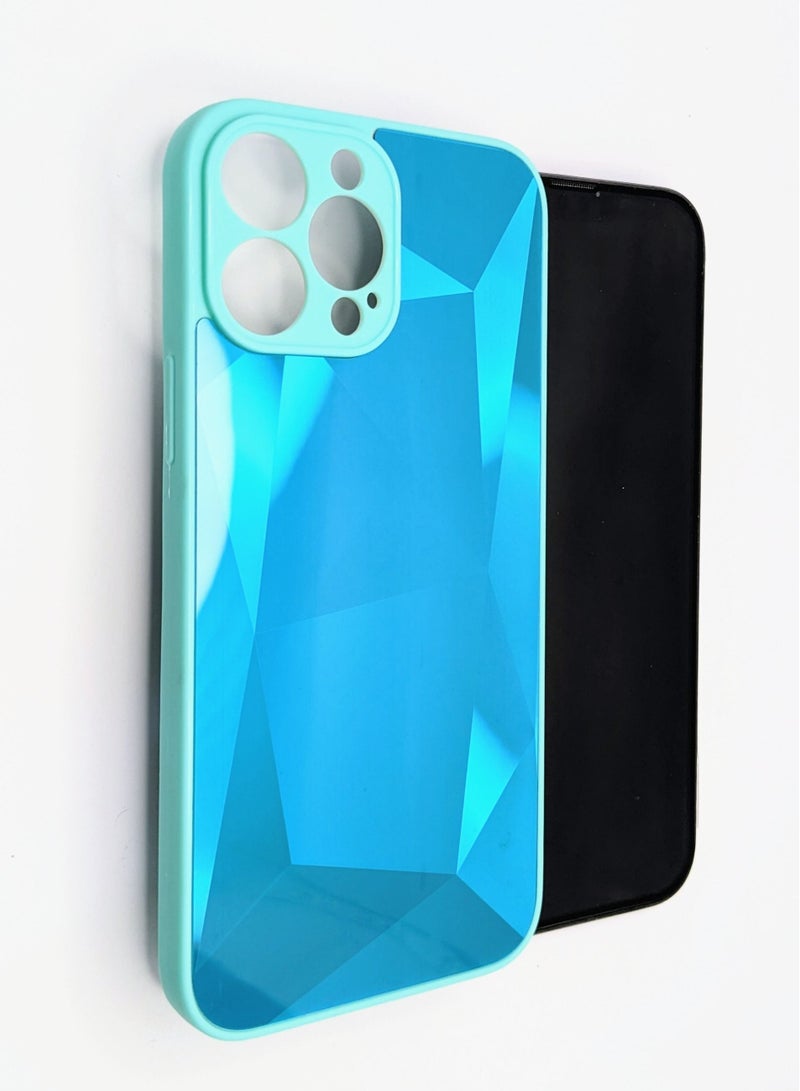 HEXABEX جراب iPhone 13 Pro Max، جراب واقٍ من الألماس اللامع المرصع بالمرايا لهاتف iPhone 13 Pro Max باللون الأزرق الياقوتي - Image 2
