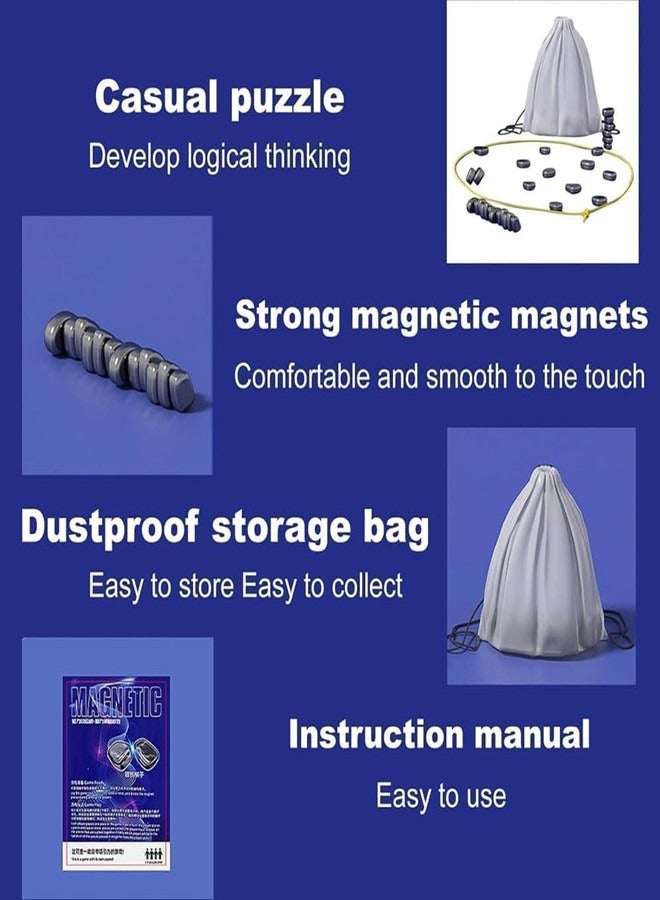 Osowake Magnetic Chess Game, Magnetic Chess Game with Stones, Magnet Game with String, Magnet Game 2 Player Party Travel Fun Games Table Top Magnet Strategy Game  - Image 2