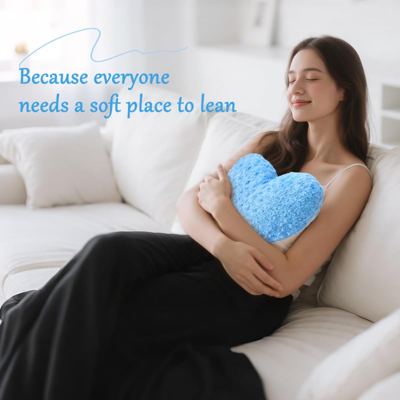 IREMATE Heart Pillow Blue Throw Pillows, Soft and Fluffy Decorative Pillows for Bed Couch Chair, Cute Heart Shaped Room Decor for Valentine Anniversary Birthday Halloween Christmas (Small, 13"x10") - Image 3