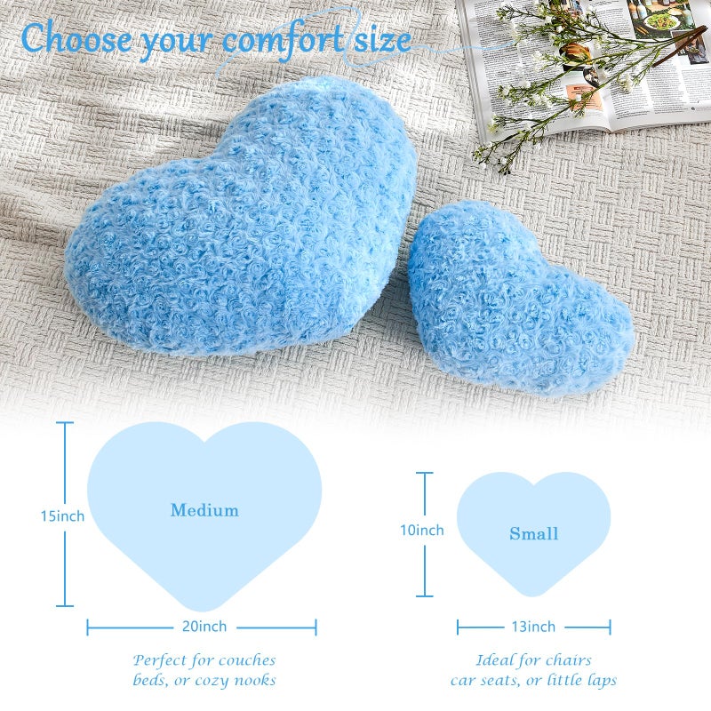 IREMATE Heart Pillow Blue Throw Pillows, Soft and Fluffy Decorative Pillows for Bed Couch Chair, Cute Heart Shaped Room Decor for Valentine Anniversary Birthday Halloween Christmas (Small, 13"x10") - Image 4