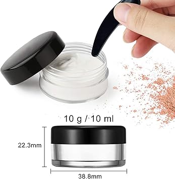 JamHooDirect 20Pcs Empty Cosmetic Pots Round Clear Plastic Sample Containers with Black Screw Cap Lid 3 Pieces Mini Spatula for Cosmetics Sample Lotion Creams Make Up Beads Charms Storage 10g - Image 2