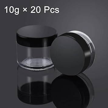 JamHooDirect 20Pcs Empty Cosmetic Pots Round Clear Plastic Sample Containers with Black Screw Cap Lid 3 Pieces Mini Spatula for Cosmetics Sample Lotion Creams Make Up Beads Charms Storage 10g - Image 3