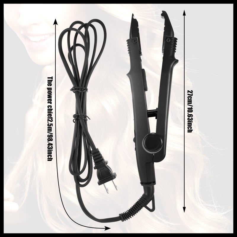 Zhehao Fusion Hair Extensions Tool Professional K Tip Hair Extensions Tools Us Plug Heat Iron Connector Wand with 2 Bags Keratin Glue Granule Beads (Black) - Image 2