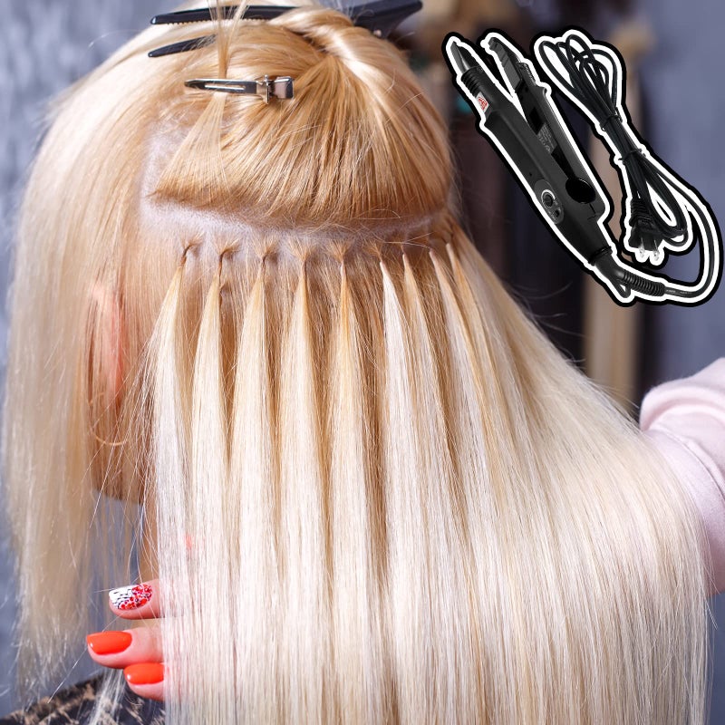 Zhehao Fusion Hair Extensions Tool Professional K Tip Hair Extensions Tools Us Plug Heat Iron Connector Wand with 2 Bags Keratin Glue Granule Beads (Black) - Image 5