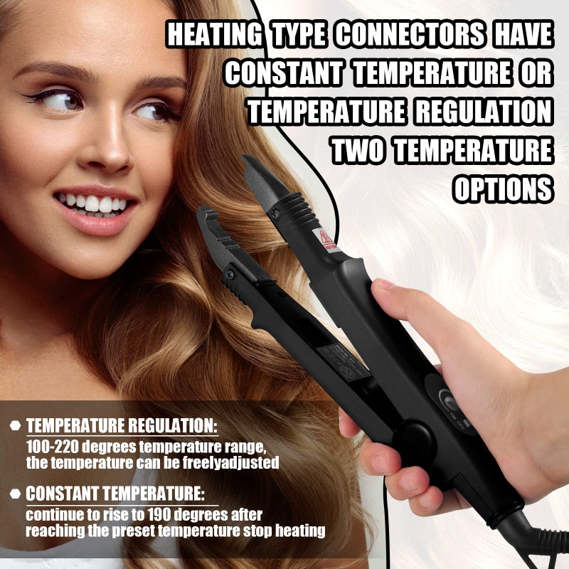 Zhehao Fusion Hair Extensions Tool Professional K Tip Hair Extensions Tools Us Plug Heat Iron Connector Wand with 2 Bags Keratin Glue Granule Beads (Black) - Image 4