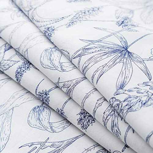 SUSYBAO Blue White Floral Duvet Cover Queen 100% Cotton 3 Pcs Set 1 Garden Navy Blue Flower Duvet Cover with Zipper Ties 2 Pillowcases Farmhouse Navy Botanical Bedding Set Soft Breathable - Image 3