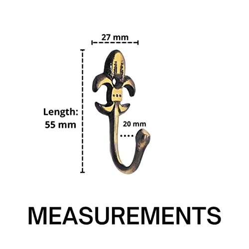 FAPBADRI Multipurpose Hooks, Used to Hang Clothes, Bags, Coats, Curtain Hold Backs, Keys, Colour - Antique Gold, Material - Brass, Royal Design, Screws and Wallplugs Included, Pack of 2 Pieces - Image 3