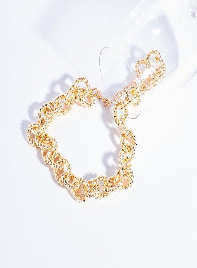 SALTY Anti Tarnish Gold Link Necklace for Women | Stylish Statement Chain | Latest Fashion Jewellery Accessories for Girls | Minimal Jewelry | Ideal for Gifting | Marriage, Birthday | Gift for Valentine Day - Image 3