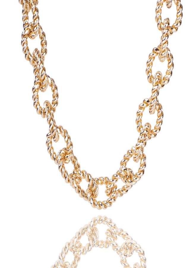 SALTY Anti Tarnish Gold Link Necklace for Women | Stylish Statement Chain | Latest Fashion Jewellery Accessories for Girls | Minimal Jewelry | Ideal for Gifting | Marriage, Birthday | Gift for Valentine Day - Image 1