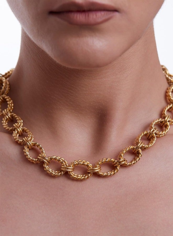 SALTY Anti Tarnish Gold Link Necklace for Women | Stylish Statement Chain | Latest Fashion Jewellery Accessories for Girls | Minimal Jewelry | Ideal for Gifting | Marriage, Birthday | Gift for Valentine Day - Image 2