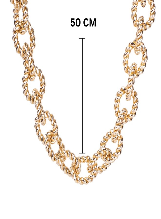 SALTY Anti Tarnish Gold Link Necklace for Women | Stylish Statement Chain | Latest Fashion Jewellery Accessories for Girls | Minimal Jewelry | Ideal for Gifting | Marriage, Birthday | Gift for Valentine Day - Image 5